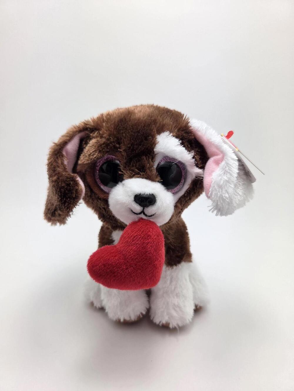 Ty Beanie Boo “Cuddles” the Dog Holding Red Heart (6 inch)